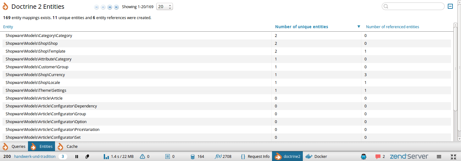 Doctrine 2 Z-Ray plugin - tab entities