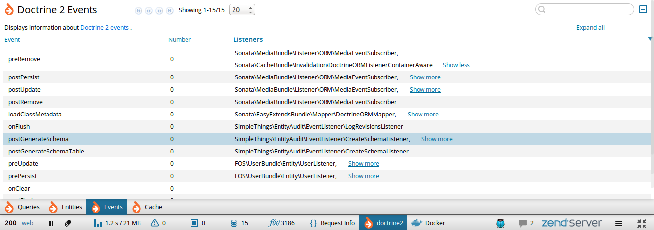 Doctrine 2 Z-Ray plugin - tab events