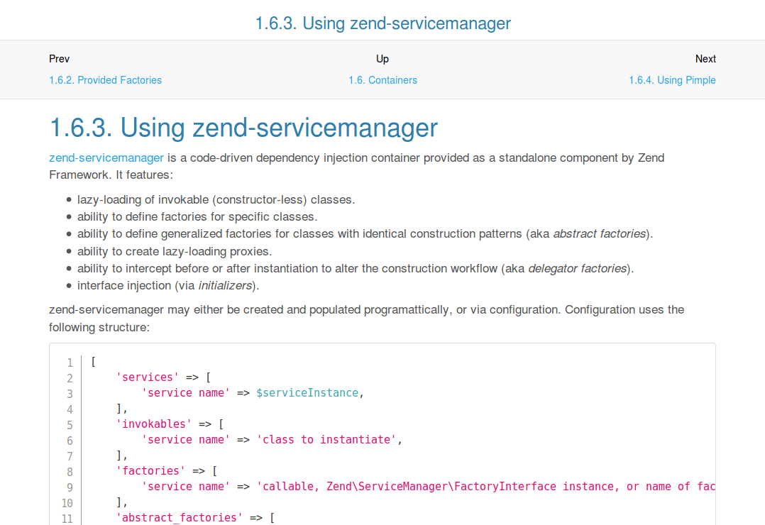 Generated bookdown.io Zend Service Manager documentation